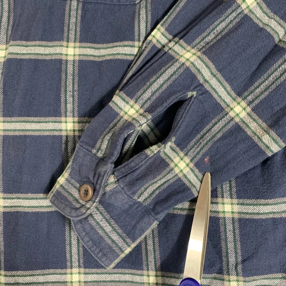 Wrangler Shirt‎ Mens 3XL Blue White Plaid Button Up Outdoors Grunge Heavyweight
